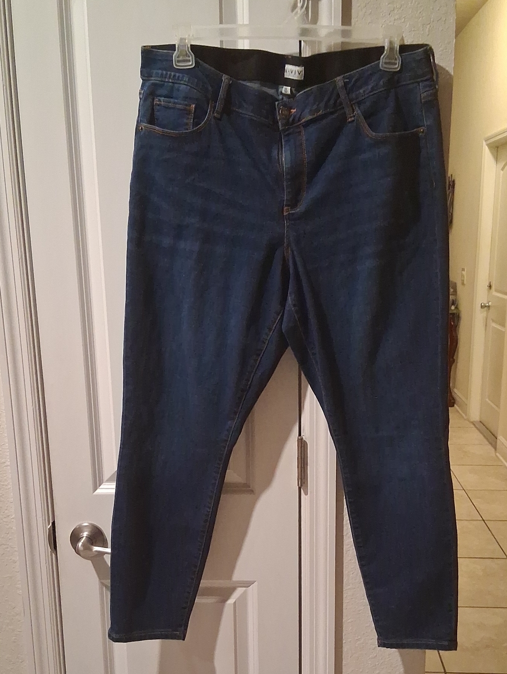 J:  Ava & Viv Women's Slim Straight Dark Blue Jeans